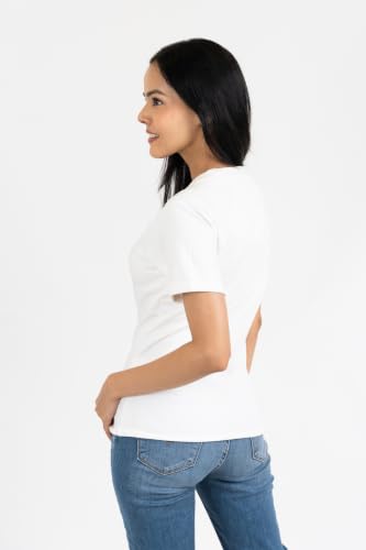 Image of Women French Terry Raglan Crew Neck | 100% Cotton Stylish Casual Comfortable Regular Fit Solid Half Sleeves Round Neck T-Shirt for Women