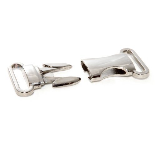 Ganzoo Klickverschluss 3/4'' im 10er Set, Steckverschluss/Steckschließer aus verchromtem Material, Farbe Chrom silber, Schlitz 22x5 mm, Gesamtmaß 44x18 mm