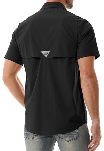 Zyvrenix Men's Outdoor Short Sleeve Button Down Shirts with Pocket Black L - image 5