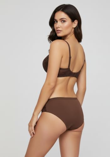 Image of Kinzie Elegant Floral Jacquard Lingerie Set, Grey Brown Maroon Bra and Brief, Comfortable Full Coverage Underwear Set, Padded Bra, Lingerie Set, Honeymoon Bikini Set,