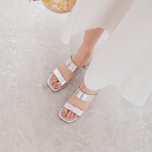 Image of DOBOLIN Two Strap Women's Heels 2-Inch Dressy Sandals Wide Feet Friendly