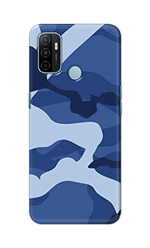 Image of Printed Hard Back Cover Case for Oppo A53 4G | Oppo A53S 4G | Oppo A32 | Oppo A33 2020 Back Cover (Army Blue Pattern) -1302