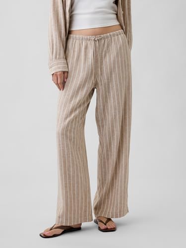 Image of Gap Womens Wide Leg Linen Pull on Pant