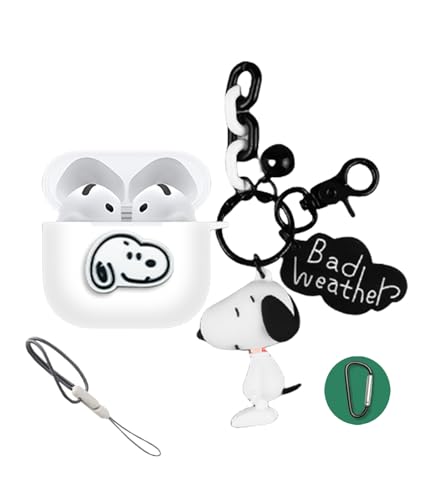 Compatible with Airpods 4 ケース 可愛い キャラクター エアーポッズ4保護カバー イヤホンケース オシャレ TPU 材? 分離式 全面保護 着脱簡単 カラビナ付 耐衝撃 (A2)