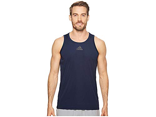 adidas Men's Heathered Tank Top, Collegiate Navy/Black, Small
