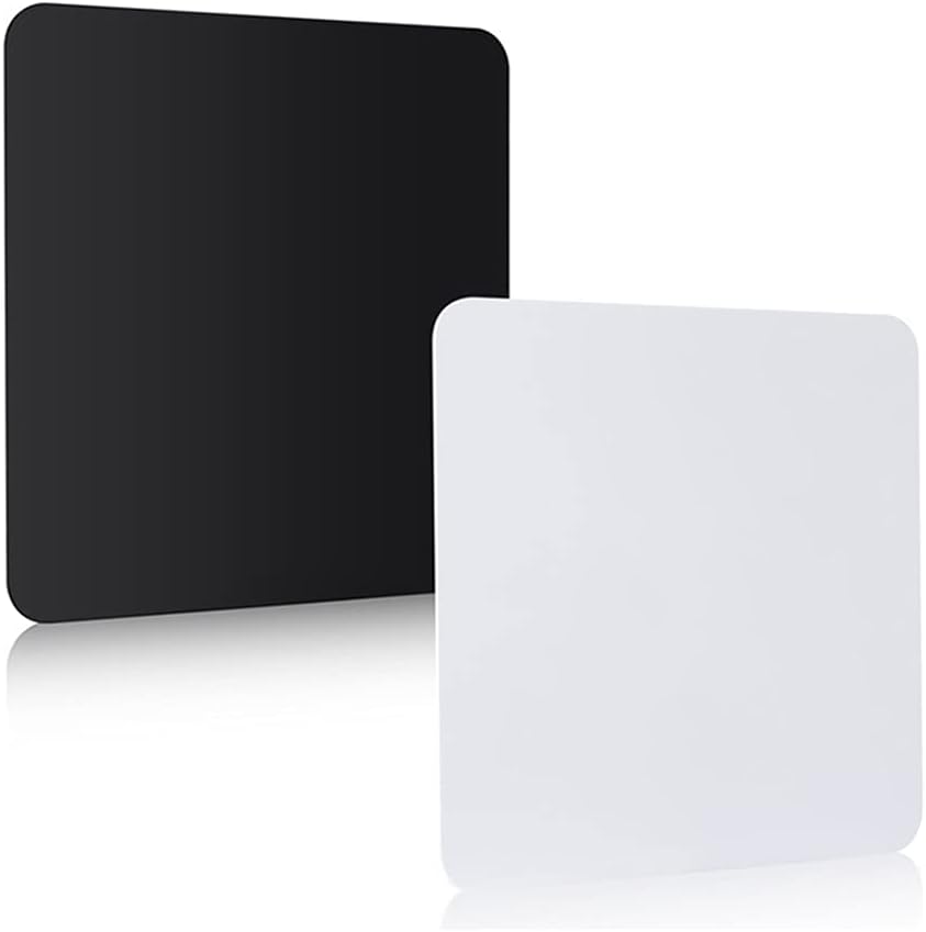 RENIAN Acrylic Black White Reflective Display Background Boards 12 x 12 Inch/ 30 x 30 cm for Table Top Professional Product Photography Props Shooting