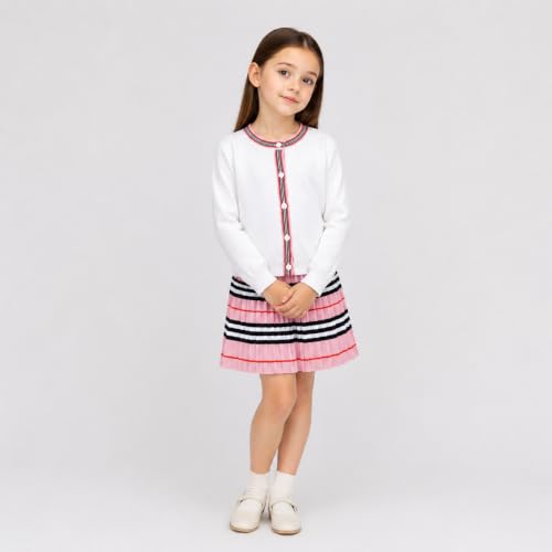 Image of Mud Kingdom Cute Little Girls Ribbed Knit Cardigan Skirt Set School Style