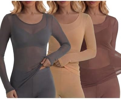 Shihanee 3 Pcs Ultra-Thin Seamless Elastic Thermal Inner Wear Top...