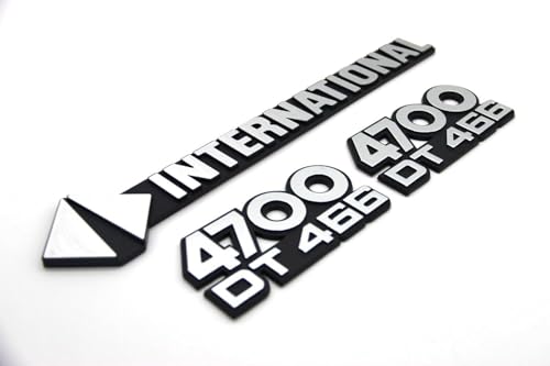 Image of 3Pcs Set International 4700 DT466 Emblems Side and Front Badge Logo Compatible with International Truck (Chrome)