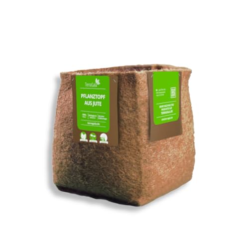 TerraGala Lot de 2 pots de fleurs en toile de jute 20 litres - Sac de plantation en toile de jute - Pot de fleurs compostable - Cache-pot en 100 % fibres naturelles