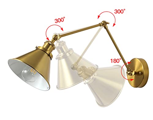 Ovanus Gold Swing Arm Wall Sconce, Adjustable Hardwired Wall Lamp Set Of 2 #TOP1