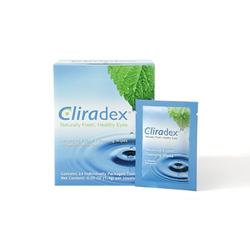 Cliradex Towelettes - Natural Face Eyelash & Eyelid Cleanser - Wipes for Demodex Blepharitis Mgd and Red Irritated Eye Lid - Tea Tree Oil Extract.