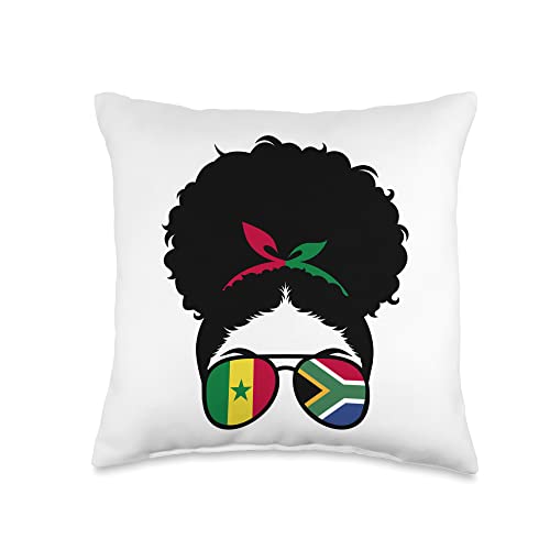 Senegal and South Africa Mix Afro Bun South Africa Senegal Throw Pillow