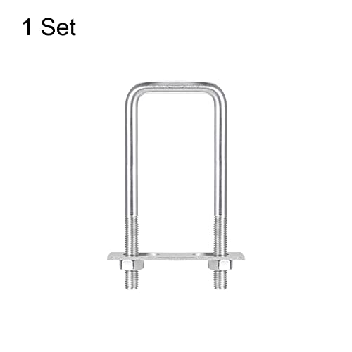 Image of uxcell Square U-Bolts, 52mm(2.05 inch) Inner Width 150mm Length M10 304 Stainless Steel U Clamp Bolt with Nuts and Plates, for Boat Trailer