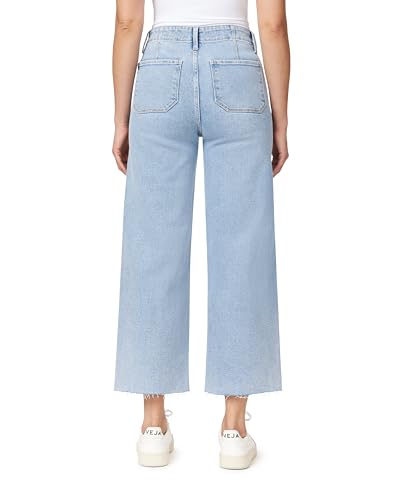 kensie Jeans for Women High-Rise Patch Pocket Ankle Wide Raw Hem Leg 27-inch Inseam, Sizes 0-123