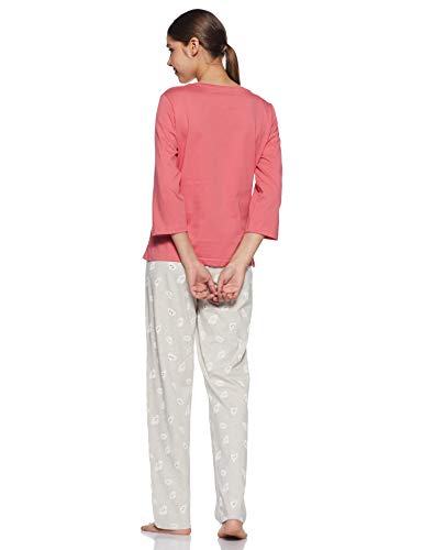 Image of Amazon Brand - Eden & Ivy Women's T-Shirt & Pyjama Set Loose Fit Pyjama (EI /SW /EIPS02 Pink & Grey S)