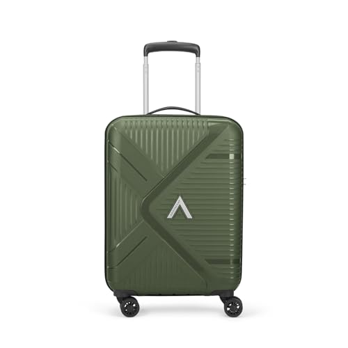 Image of Aristocrat Envoy Cabin Trolley Bag 55cm | Small Hard Luggage | 8-Wheel Suitcase for Travel | Combination Lock with Sturdy Zipper | Polypropylene | 3 Years International Warranty (Green)