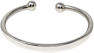TreasureBay Men's Heavy Solid 925 Sterling Silver Torque Bangle Plain Silver Cuff Bangle for Men