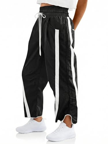 HNHNYXC Women's Baggy Track Pants, Y2K Wide Leg Barrel Joggers