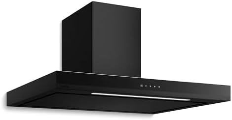 Klarstein Velaire Dunstabzugshaube 90 cm - A++ Energieeffizienz, 595 m³/h, Touch-Bedienung, LED, leise, Wandhaube, Aluminium- & Aktivkohlefilter, Schwarz
