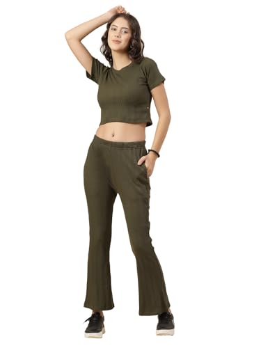 Image of Rigo Cotton Co-ord Set for Women | Round Neck, Slim Fit Tracksuit Co-ords Set for Women | Stylish Dresses for Women | Casual Wear, Beach Wear, Vacation Wear Outfit for Women