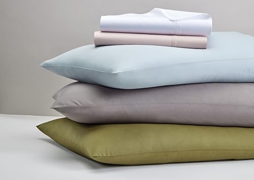Image of CANNON - Solid Percale 4 Piece Queen Sheet and Pillowcase Set - Light Blue