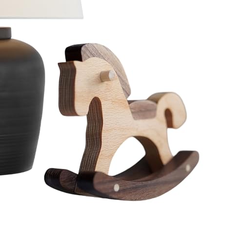 Manolyee Figurina de Caballo Balancín en Madera   Accesorios para Escenas En Miniatura,Juguete Pequeño De Caballito Mecedor De Madera,para Hogar Oficina Escritorio Estantería Casa Muñecas Cumpleaños