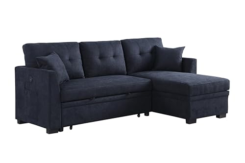 Fanye REVERSIBLE PULL OUT SLEEP SOFABED Modern Velvet Upholstered Tufted Sleeper Sectional Sofa thumb #9