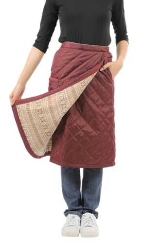 [onion cross] あったか 裏フリース 巻きスカート レディース 防寒 ラップスカート 70cm丈 中綿入り キルティング (M, レンガ)