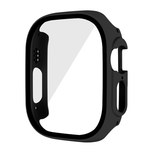 ZHOUDSAEIFD Funda con protector de pantalla compatible con Apple Watch 9/8/7 de 45 mm, funda protectora de policarbonato duro antiarañazos y protector de pantalla de vidrio templado compatible con