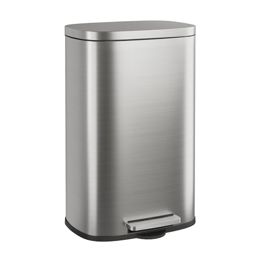 WLIVE Kitchen Bin 50L, Stainless Steel Pendal Bin with Soft Close...