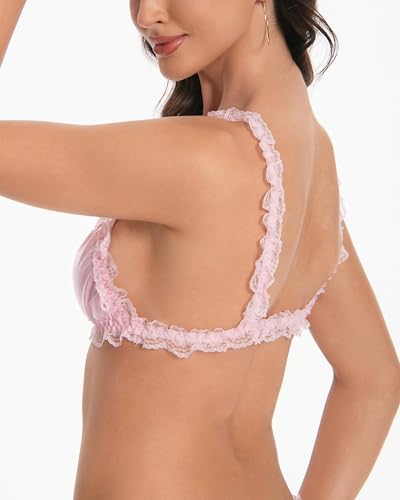 Satini Sissy Frilly Lace Fitted Satin Bralette3