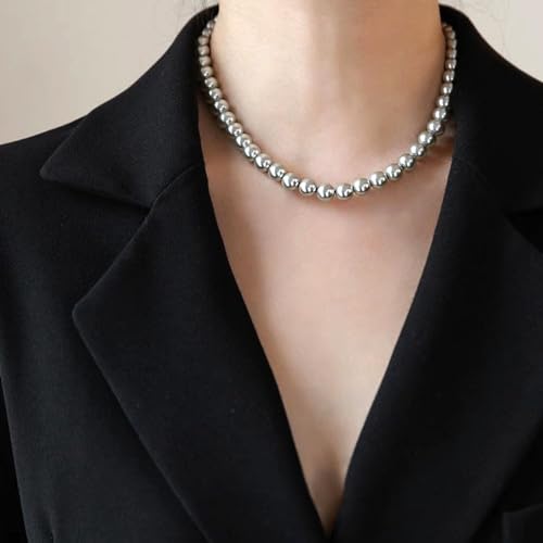 Image of Zeffy Pearl Necklace 4MM /6MM /8MM Dainty Round Imitation Pearl Choker Necklace Wedding Pearl Necklace Delicate Jewelry for Women Simple Bridesmaid Jewelry Gifts