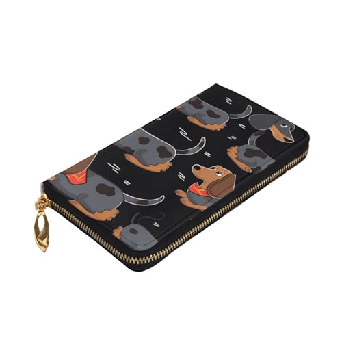 I Love My Dog Dachshunds Wallet for Men Women Long Purse Leather Clutch Large Business Handbag Travel Phone Holder Credit Card Holder Money Case with Zipper Leather Wallets Gift3