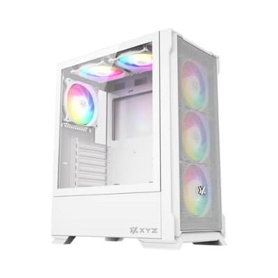 Torre ATX XYZ AIRONE 300 X Mesh White - Detalles de ensamblaje, puertos y componentes internos