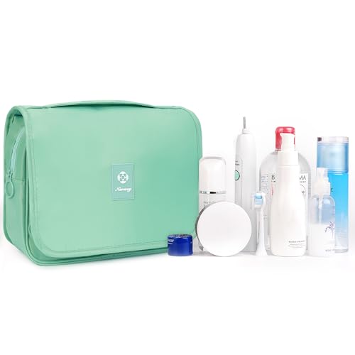 Image of Hanging Travel Toiletry Bag Cosmetic Make up Organizer for Women and Girls Waterproof, Green