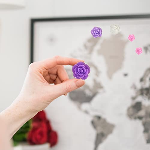 Lulusnie 40Pcs Rose Push Pins Decorative Thum Tacks For Office Home Cork Board, Bulletin Board, Purple Rose #TOP5