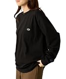 [NAVY] [ネイビー] Tシャツ レディース 長袖 ロンT 綿100％ コットン ヘビーウェイト 11.5オンス 厚手 胸ポケット トップス ブラック:S