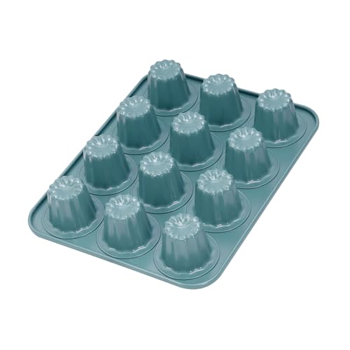 CHEFMADE Canele Cake Pan - Nonstick 12 Cavity Bakeware for Muffins and Cupcakes (Green)