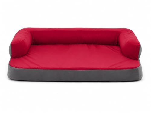 Image of Cutepups Memory Foam (S, Red /Grey Square Orthopedic Dog Bed Comfortable Dog Mattress for Sleeping, Washable pet Bed for Dogs Small,Medium,Large,XL,XXL.3XL,4XL