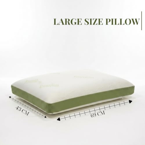 Image of LABHAM Memory Bamboo Pillow for Neck, Head & Support | 55 Density Memory Foam | Removable Bamboo Knit Cover | 2-Year Manufacturing Warranty | Made in India | Large 43 x 69 cm (1)