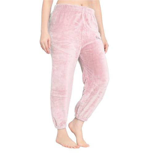 Image of Fashiol Women's Plush Fleece Fur Woolen Pajama Lounge Pants Warm Cozy Winter Wear Relaxed Fit Elastic Waist Soft Sleep Lower Bottoms (M Till 2XL)