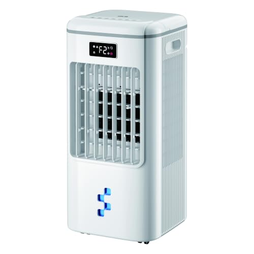 Green Lion AC-200 Air Cooler 6L Water Tank 75W Portable Evaporative Cooler Fan Humidifier HEPA Filter 3 Fan Modes LED Display Remote 60 Auto-Swing 360 Wheels White