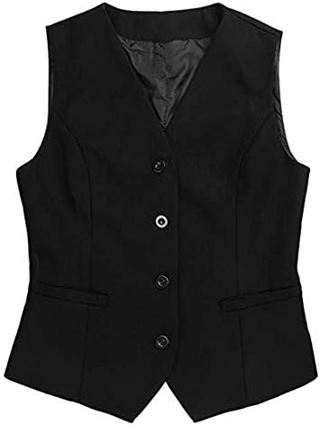 Women Waistcoat Formal Work Dress Suit Vest Sleeveless Cafe Bar Shop Waitress Waistcoat Gilet Jacket Coat Outwear
