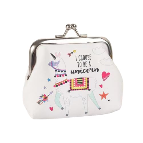 Cuir Porte-Monnaie Rétro Vintage à Fermoir - Mini Pochette à Bijoux Portable pour Femme et Enfant - 8 x 9 cm (Motif Alpaga)