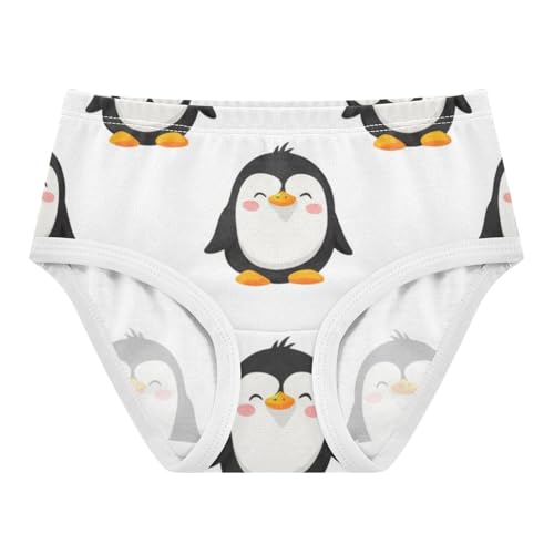 Cartoon Penguins White Girls Panties, Toddler Briefs, Girls Cotton Underwear, 2–8 Years