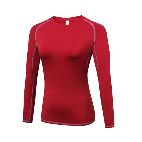 La mejor selección de Playera Roja favoritos de las personas. 46 LNJLVI Camisetas de Manga Larga para Mujer Camisetas de Entrenamiento atléticas de Ajuste seco con Cuello Redondo (Rojo,Chico)