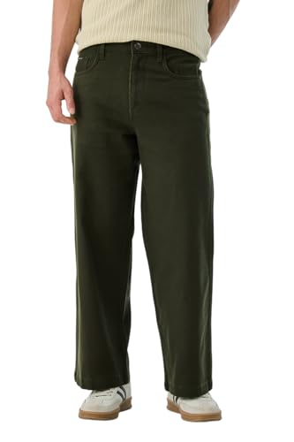 Image of SNITCH Men Casual Wear Trousers| Regular Fit Mid Rise Solid Wide-Leg Pants | 100% Linen Breathable & Lightweight Fabric for Summer, Office & Outings