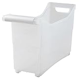 Plastic Storage Bin with White Handle and Rolling Wheels for Kitchen, Pantry, Craft, Office or Toy Organization