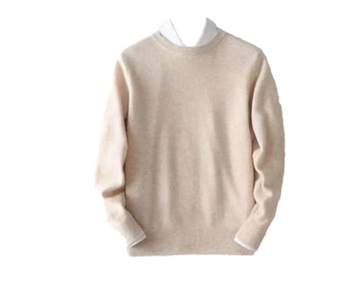 Men's Business Wool Round Neck Knitted Pullovers Casual Warm Long Sleeve Sweater